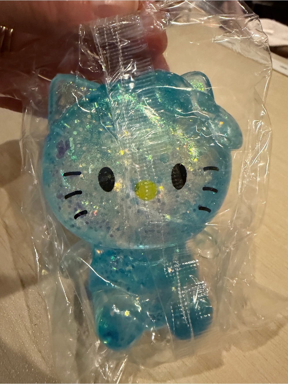 New Hello Kitty Sugar Squish Cat Glitter Fidget Squishy Toy Squeeze Blue Sparkle